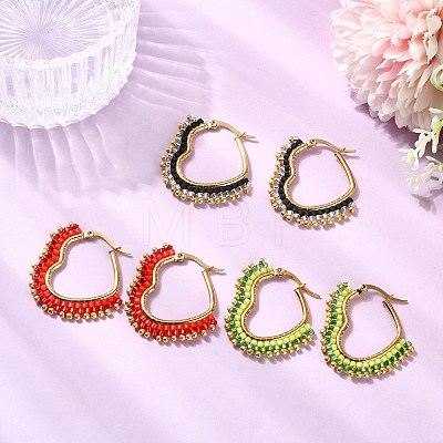 Glass Seed Hoop Earrings for Women EJEW-MZ00797-1