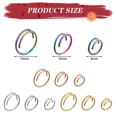 12Pcs 12 Style Double Nose Ring for Single Piercing AJEW-SZ0002-19-1