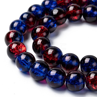 Spray Painted Crackle Glass Beads Strands CCG-Q002-8mm-12-1