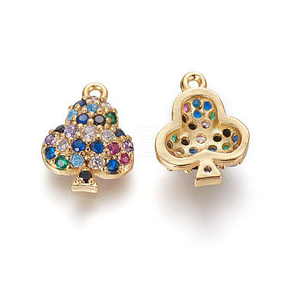 Brass Micro Pave Cubic Zirconia Charms ZIRC-L075-40G-1