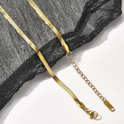 3mm Stainless Steel Flat Snake Chain Necklaces for Men Women NJEW-G160-03LG-1
