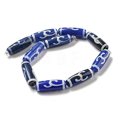 Blue Tibetan Style dZi Beads Strands TDZI-NH0001-B03-01-1