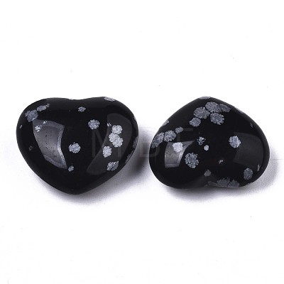 Natural Snowflake Obsidian Heart Love Stone X-G-N0326-56A-1