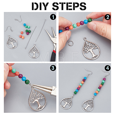 CHGCRAFT DIY Stone Tree of Life Drop Earring Making Kit DIY-CA0003-64-1