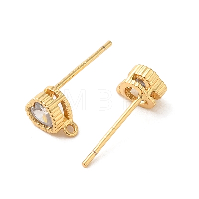Rack Plating Brass with Cubic Zirconia Heart Stud Earring Findings KK-G488-01G-1
