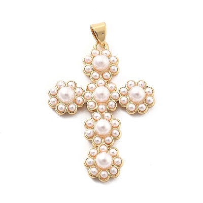 Rack Plating Brass with ABS Imitation Pearl X-KK-Q017-13G-1