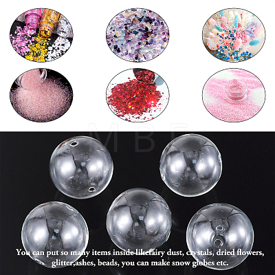 Handmade Two Holes Blown Glass Globe Beads BLOW-TA0001-02B-1