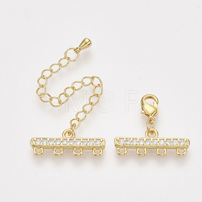 Brass Micro Pave Cubic Zirconia Chain Extender X-ZIRC-Q022-031G-NR-1