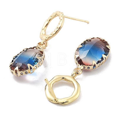 Rings Brass Dangle Stud Earrings EJEW-Q800-32KCG-1