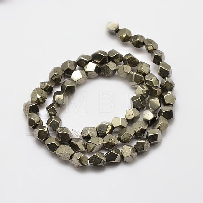 Natural Pyrite Beads Strands G-F197-02-8x8mm-1