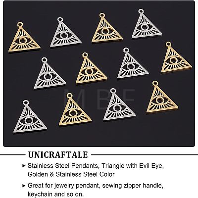 Unicraftale 12Pcs 2 Colors 304 Stainless Steel Pendants STAS-UN0033-31-1