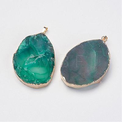 Natural & Dyed Druzy Agate Pendants G-F397-04B-1