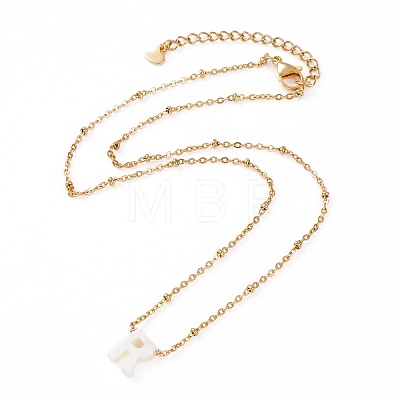 Natural Shell Initial Pendant Necklaces NJEW-JN03298-1