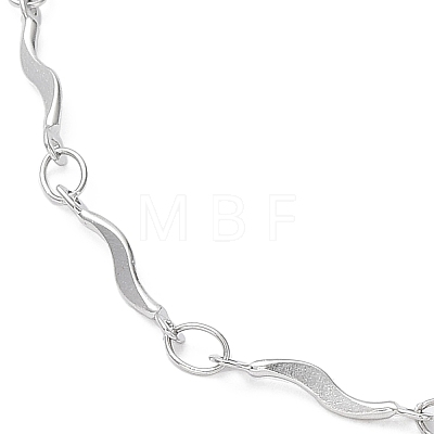 304 Stainless Steel Wave Bar Link Chain Necklaces NJEW-K249-17P-1