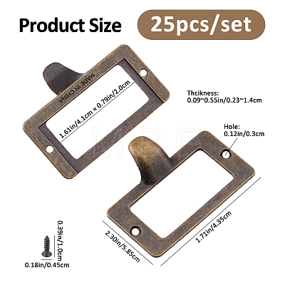 25Pcs Rectangle Zinc Alloy Label Frame Card Holder AJEW-FH0008-75D-1