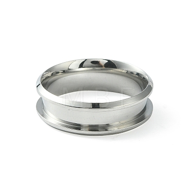 201 Stainless Steel Grooved Finger Ring Settings STAS-TAC0001-10E-P-1