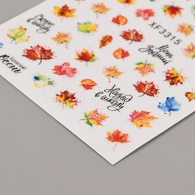 Autumn Theme Maple Leaf Pattern Paper Nail Art Stickers MRMJ-WH0075-72-1