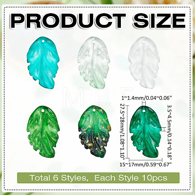 60Pcs 6 Styles Transparent Glass Pendants GLAA-ME0001-11-1