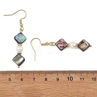 Abalone Shell/Paua Shell & Shell Pearl Bead Dangle Earrings EJEW-JE07322-1
