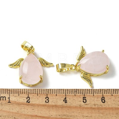 Natural Rose Quartz Pendants KK-F888-01G-21-1