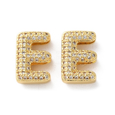 Rack Plating Brass Micro Pave Cubic Zirconia Slide Charms KK-C084-34G-E-1