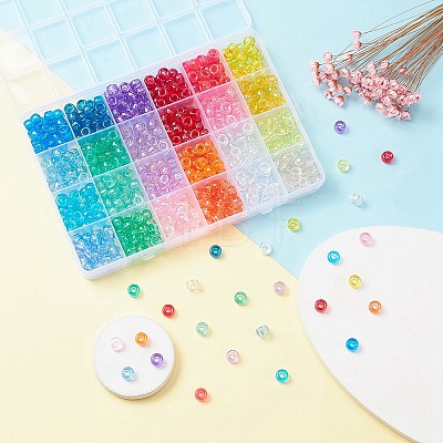 600Pcs 24 Style Transparent Plastic Beads KY-YW0001-48-1