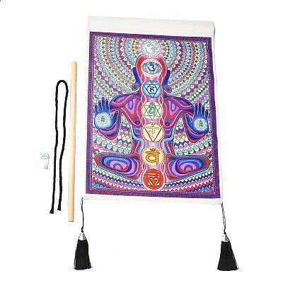 Chakra Cloth Wall Hanging Tapestry HJEW-M003-03C-1