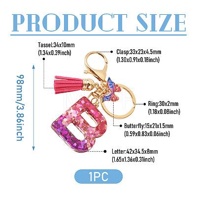 Alloy Resin Butterfly Keychains KEYC-TADJ0002-02G-B-1