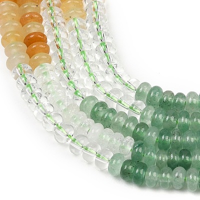 Glass & Natural Red Aventurine & Dyed White Jade & Topaz Jade & Quartz & Green Aventurin Beads Strands G-Z135-C03-2x4mm-1
