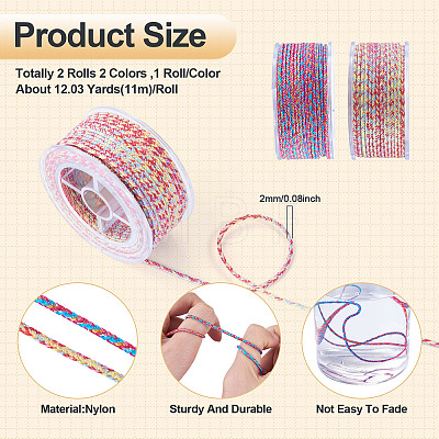 2 Rolls 2 Colors 11M Braided Nylon Chinese Knot Cord WCOR-TA0001-02A-1