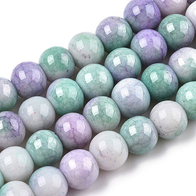 Opaque Crackle Glass Round Beads Strands GLAA-T031-01K-1