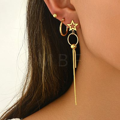 Stainless Steel Star Tassel Earrings Sets LS-OV1980-2-1