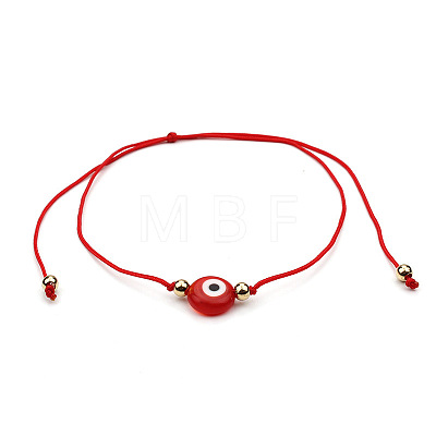 Flat Round with Evil Eye  Braided Bead Bracelets WG2D48B-01-1