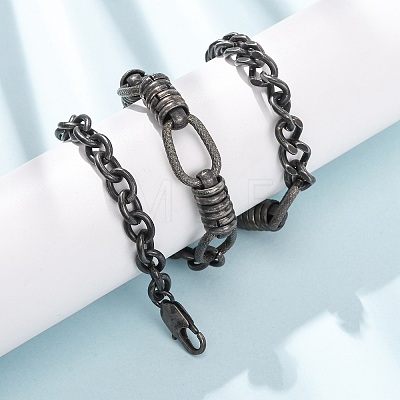 Vintage 304 Stainless Steel Mixed Chain Necklaces NJEW-C115-06AS-1