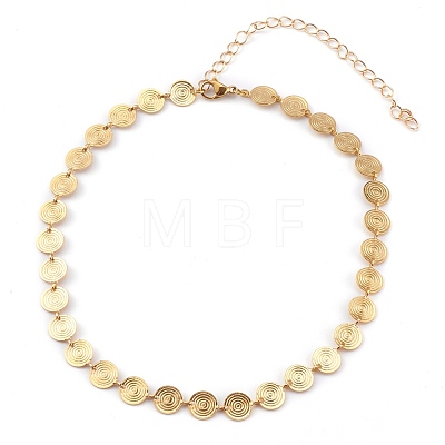 Brass Flat Round Link Chain Necklaces NJEW-JN03361-1