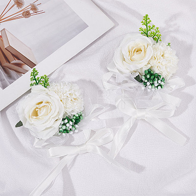 2PCS Silk Wrist Corsage AJEW-CP0001-51B-1