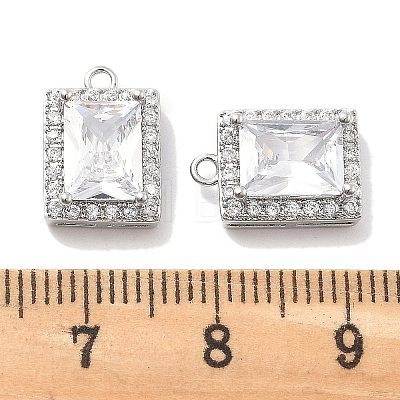 Brass Micro Pave Clear Cubic Zirconia Pendants KK-M102-38P-1