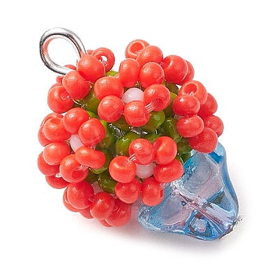 Beaded Flower Potted Charms PALLOY-MZ00446-01-1