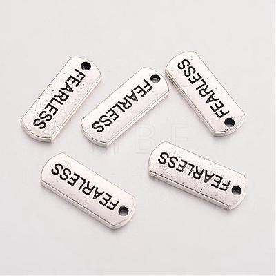 Tibetan Style Alloy Rectangle with Word Fearless Pendants X-TIBEP-Q043-064-RS-1