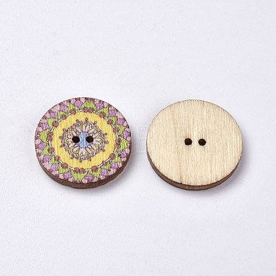 Printed Wooden Buttons WOOD-TAC0003-02F-1