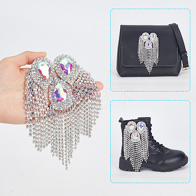 Iron with Rhinestone Tassel Rivet Epaulettes AJEW-WH0481-527A-1