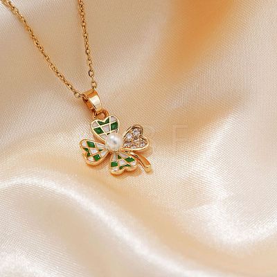 Brass Pave Clear Cubic Zirconia Pendant Necklaces NF0056-1