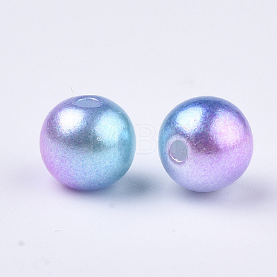 Rainbow ABS Plastic Imitation Pearl Beads OACR-Q174-6mm-02-1