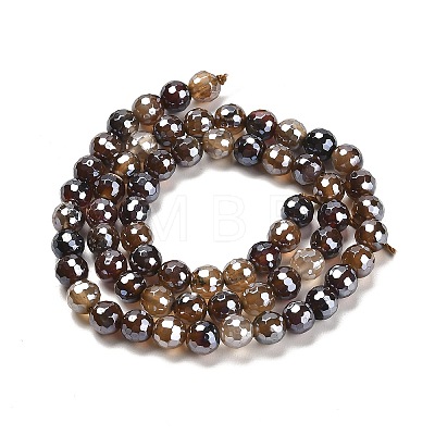 Electroplated Natural Agate Round Beads Strands G-L598-A01-01B-1