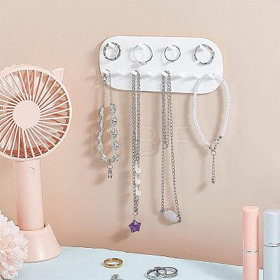 12-Hook Mini HIPS & PVC Wall-Mounted Jewelry Hanging Display Rack FIND-WH0145-64-1