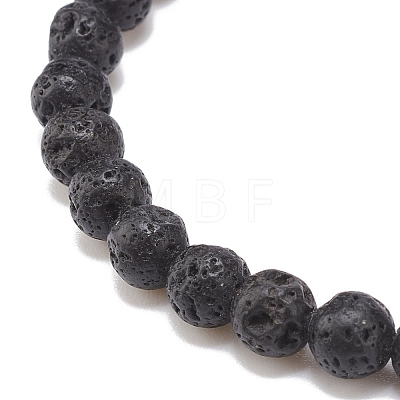 Gemstone & Natural Lava Rock Round Beaded Stretch Bracelet BJEW-JB08468-1