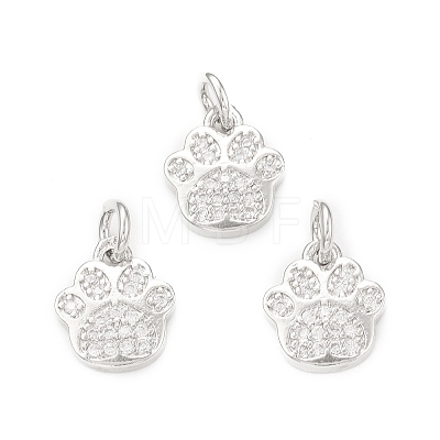 Rack Plating Brass Micro Pave Clear Cubic Zirconia Charms KK-C011-58P-1