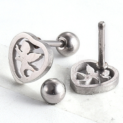 Tarnish Resistant 201 Stainless Steel Barbell Cartilage Earrings EJEW-R147-35-1