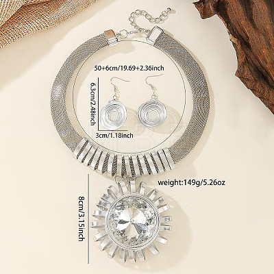 Aluminum & Alloy & Acrylic Sunflower Statement Jewelry Set WG15403-01-1