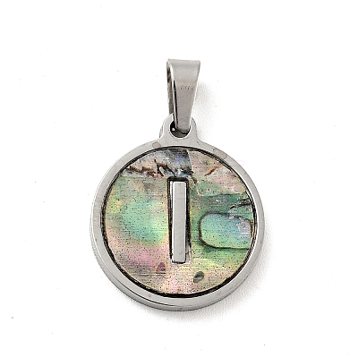 304 Stainless Steel with Paua Shell Pendants STAS-G268-02I-P-1